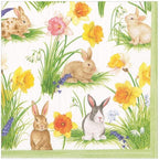 Caspari Bunnies and Daffodils Paper Luncheon Napkins, 20 Per Package
