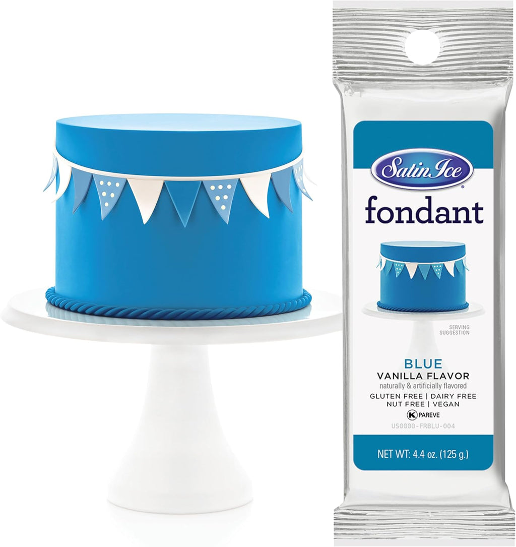 Satin Ice Fondant for Cake Decorating, Blue (4.4 Ounce)