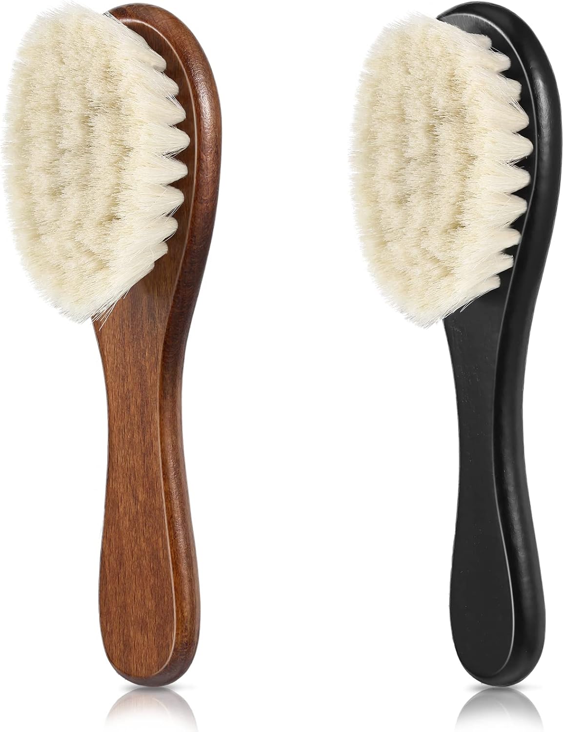 Shappy 2 Pieces Barber Fade Brush Men Beard Brush Neck Duster Cleaning Grooming Tool Soft Beard with Wooden Handle for Barber Hair Cutting Kits(Black, Red)