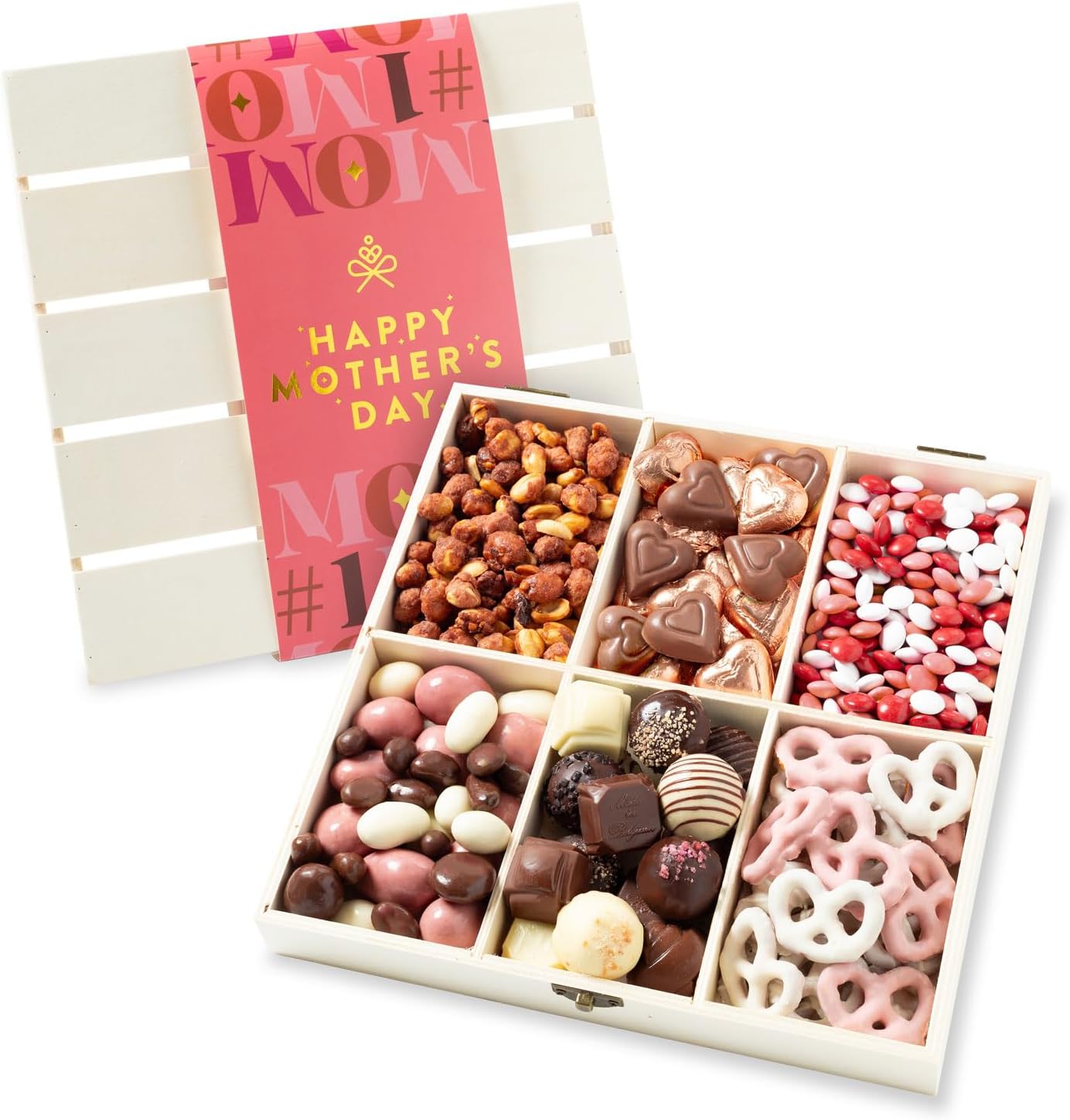 Mothers Day Gift Basket | Candy and Nut Sweet and Savory Gourmet Snack Box | Chocolate Flowers and Candy | Best Gift Idea for Mom, Women, Her, Mother, Grandmother- Bonnie and Pop