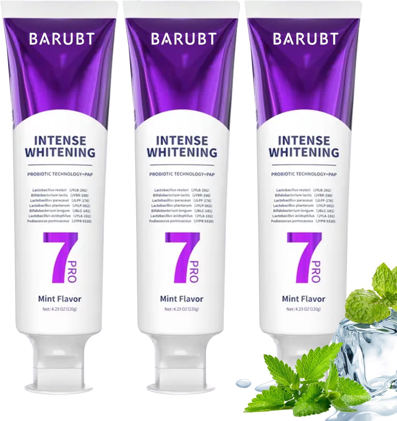 7Pro Deep Whitening Toothpaste with 7 Probiotics - Advanced Formula for Stain Removal and Gum Health - Fluoride-Free, Enamel-Safe, Fresh Mint Flavor, 4.23 oz (3)