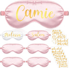 6 Sets Bridal Party Favors Set Package Sleep Mask DIY Name Bridesmaids Proposal Gift 6 Eye Mask with 11 Gold Letter Heat Transfer Stickers for Bridal Bachelorette Party Wedding