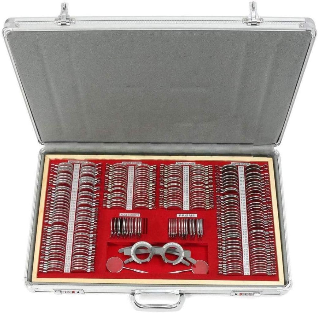 266pcs Optical Trial Lens Set Professional Metal Rim Optometry Case Kit Trial Frame Optometry Optician Test with Optometry Test Trial Frame
