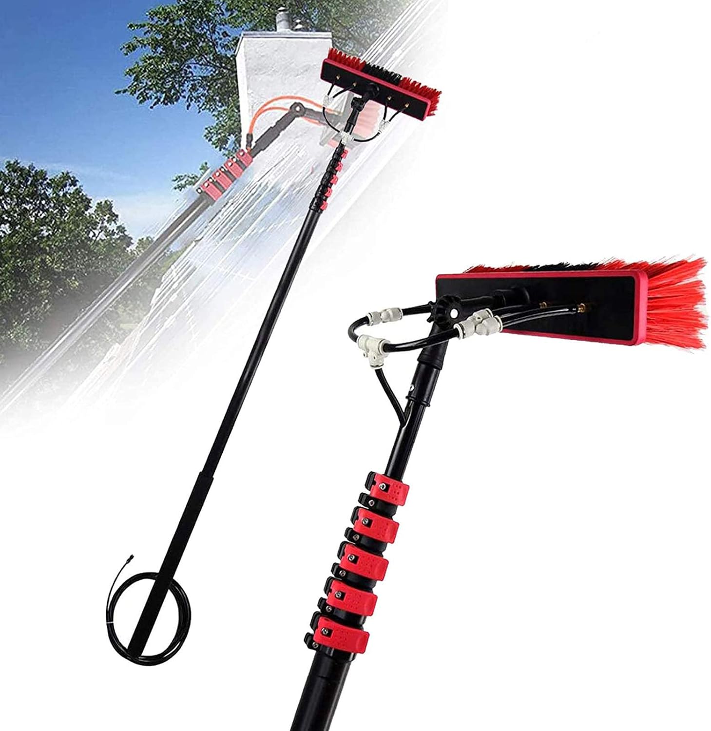 Water Fed Pole Kit, Window and Solar Cleaning Pole Solar Photovoltaic Panel Cleaner Tools Retractable Window Truck Cleaning Rod Brush, for Photovoltaic Panel Cleaning Trucks,12FT/3.6M
