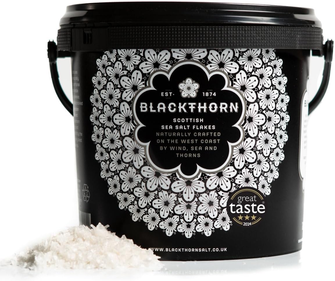 Blackthorn Scottish Gourmet Sea Salt Flakes - Natural and Unrefined, 50oz Resealable Tub