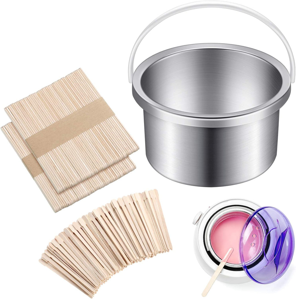 Wax Warmer Inner Pot for Hair Removal with 500 ml Capacity, 14 oz Hair Remover Machine, and 200 Wax Applicator Sticks