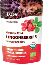 Organic Whole Lingonberries – Freeze-Dried Wild Nordic Superberry, Traditional Scandinavian–Swedish Food – Pure, 100% Natural, Non-GMO & No Added Sugar – 4oz (34 Servings)