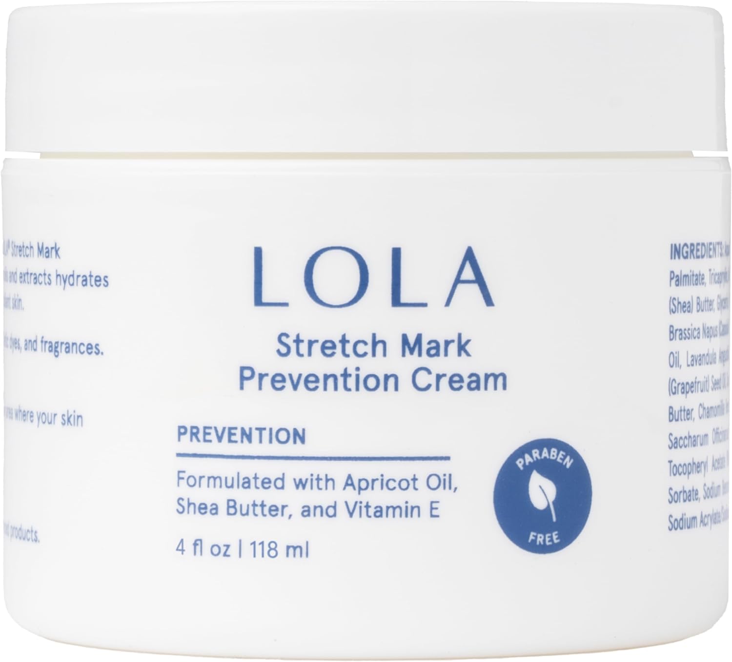 LOLA Stretch Mark Prevention Cream - Hydrating Cocoa Butter Body Oil After Shower - Firming Skin Elasticity for Maternity - Hypoallergenic Scar Cream for Surgical Scars - 4 Fl Oz, Pack of 1