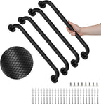 4 Pack 24 Inch Shower Grab Bar, YuanDe Matte Black Bathroom Grab Bar Handle w/Anti-Slip Knurled Grip, Stainless Steel Bath Balance Bar, 1.25" Diameter Safety Hand Rail Support,Handicap Injury Elderly