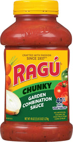 Ragu Chunky Garden Combination Pasta Sauce with Diced Tomatoes, Onions, Celery, Carrots, Zucchini, Green Bell Peppers, and Italian Herbs and Spices, 45 OZ