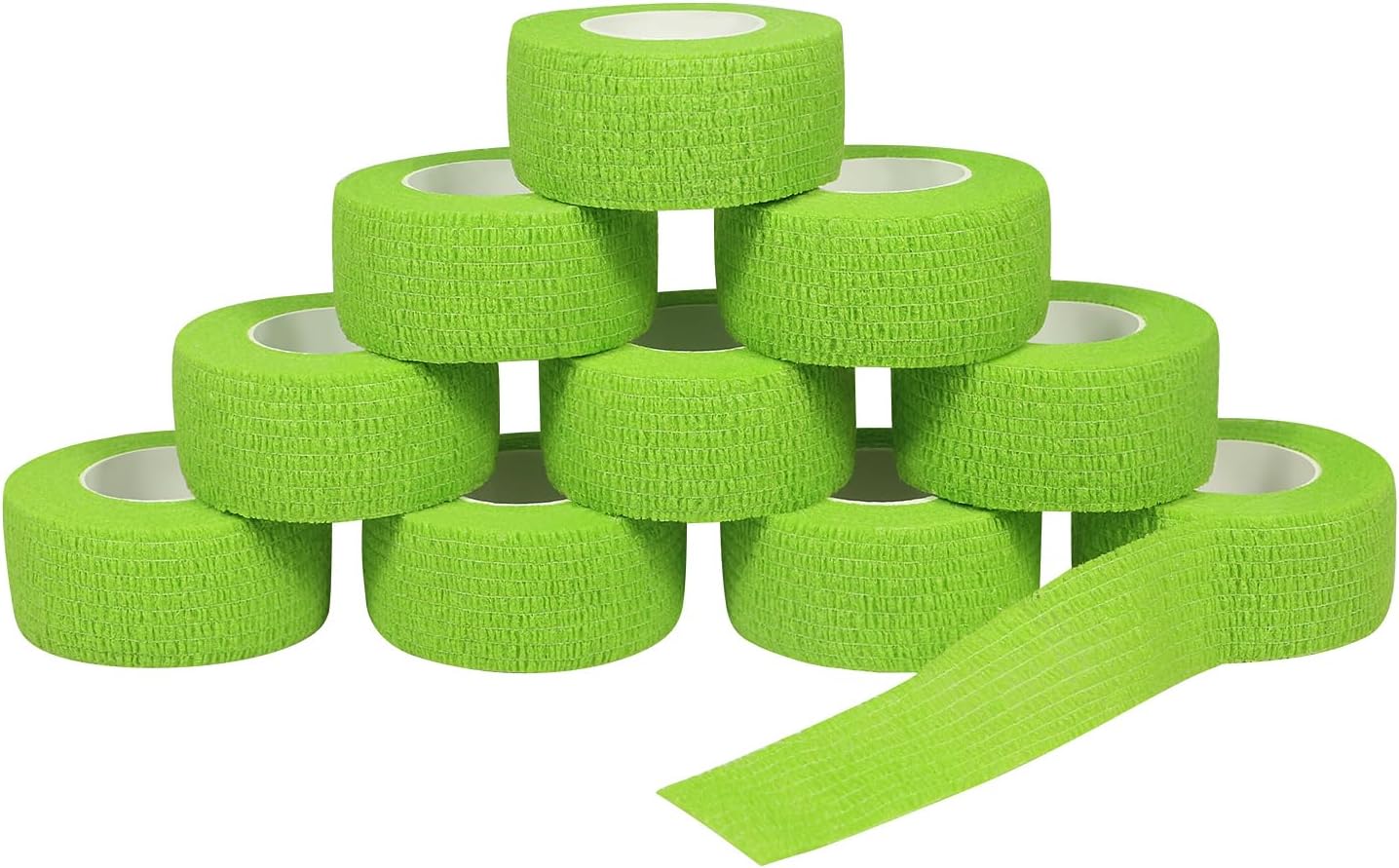 Self Adhesive Wrap Bandage Cohesive Bandage Breathable Self Adherent Wrap for Sprain Swelling and Soreness on Wrist and Ankle 10PCS 1 in X 14.7 ft (Green)