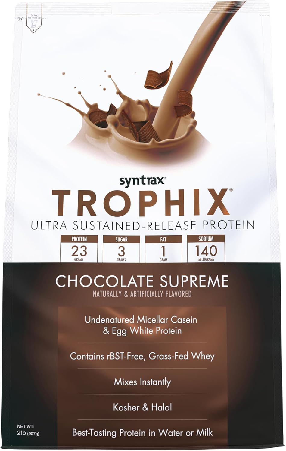 Syntrax Nutrition Trophix, Ultra Sustained-Release Protein Powder Blend, Chocolate Supreme, 2 lbs.