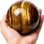 60-70mm Natural Tiger's Eye Crystal Ball, 2.36-2.75inch Hand Polished Stone Sphere, Reiki Healing Gemstone Sphere, Feng Shui Home Desktop Ornament, Spiritual Meditation Decorative Craft Gift