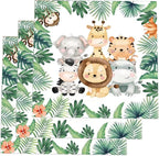 50 Pcs Jungle Safari Animal Napkins - Party Disposable Dinner Paper Napkins for Baby Shower Birthday Themed Party