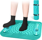 Foot Massage Mat with Two Massage Balls, 5-Zone Acupressure & Reflexology Mat for Various Stimulation, Portable Pressure Point Pad for Feet Relaxation, Pain, Fatigue Relief((Lake Blue)