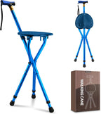 Anti-Slip Walking Cane with Seat Folding Lightweight,Walking Stick Height Adjustment,Portable and Sturdy Cane Chair for Travel Outdoor Use, Queuing, Elderly Women and Men
