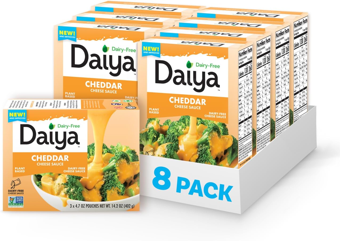 Dairy Free Cheddar Cheese Sauce, Plant Based Rich, Creamy, Cheesy Sauce, 14.2 oz (Pack of 8)