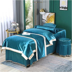 4-Piece Art Massage Table Sheet Skirt Set - 4-Piece Beauty Bed Cover Four Seasons Universal Cotton High-end Luxury Beauty Salon Summer High-end Beauty Bed Cover ，Blue-70 * 190cm