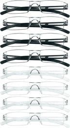 8 Pack Reading Glasses, Blue Light Blocking Computer Reading Glasses for Women and Men, Lightweight Readers (4 Black+4 Clear,+2.50Magnification)