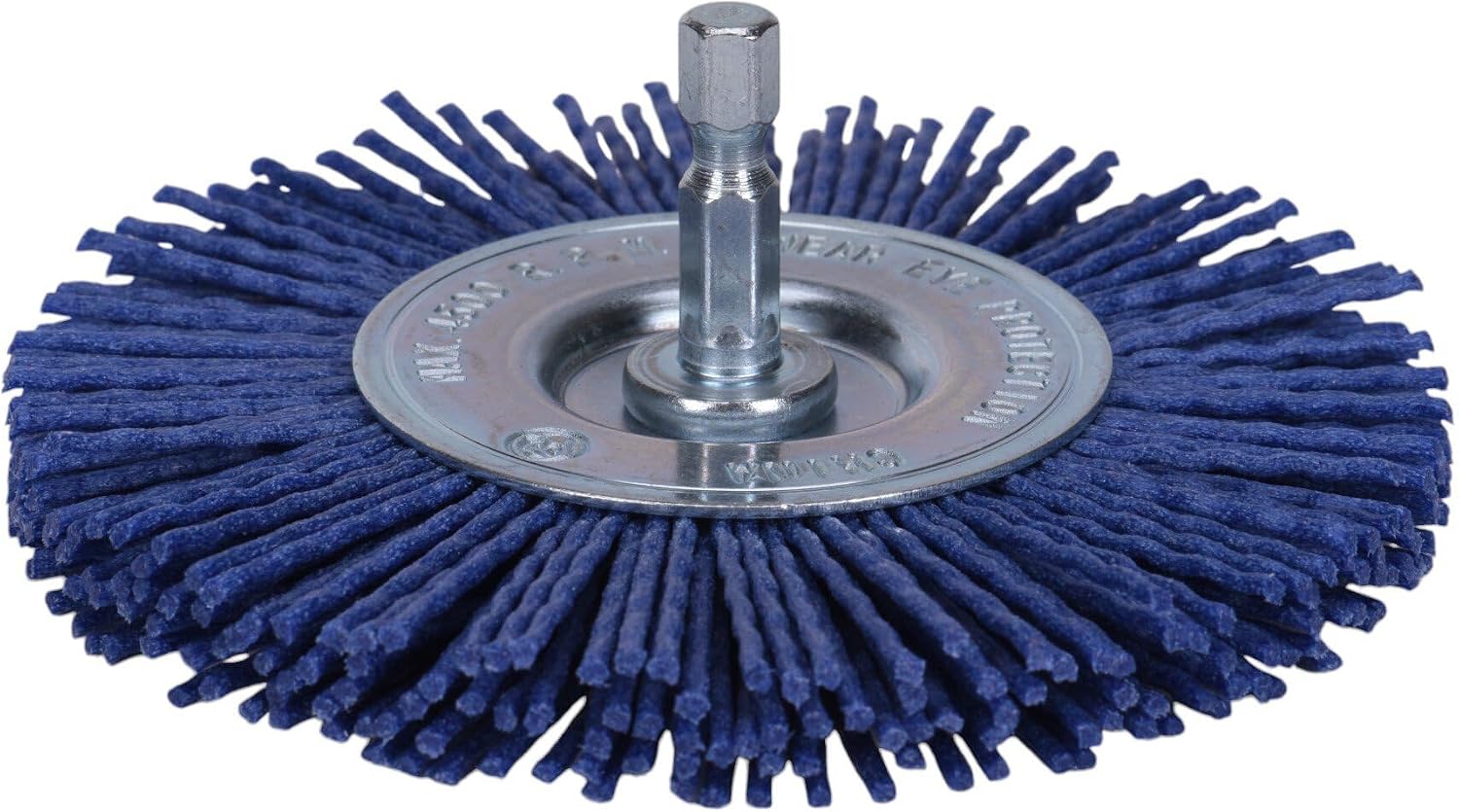 Century Drill & Tool 77443 4" Fine Nylon Radial Brush, 150 Grit, 1/4" Quick Change Shank, 4,500 RPM - Nylon Bristles for Metal, Wood, Plastic, Masonry