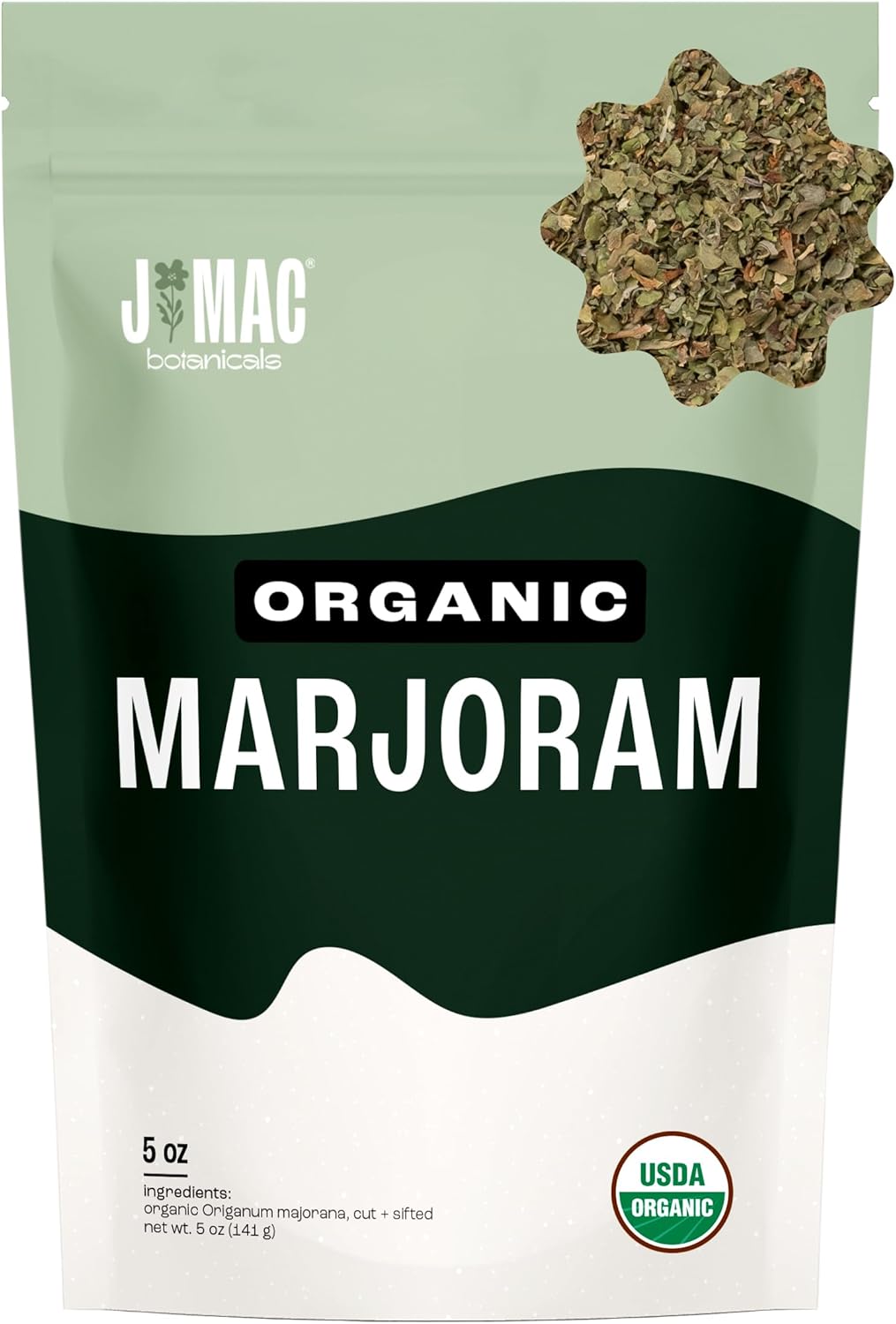 J Mac Botanicals Organic Marjoram (2 oz), dried herb, great for cooking and herbal tea