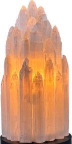 Handcrafted Selenite Lamp Carved, Selenite Tower,Unique Bedside Lamp Night Light, Happy Light,Salt Lamp,Dimmable Unique Table Lamps for Bedroom,White