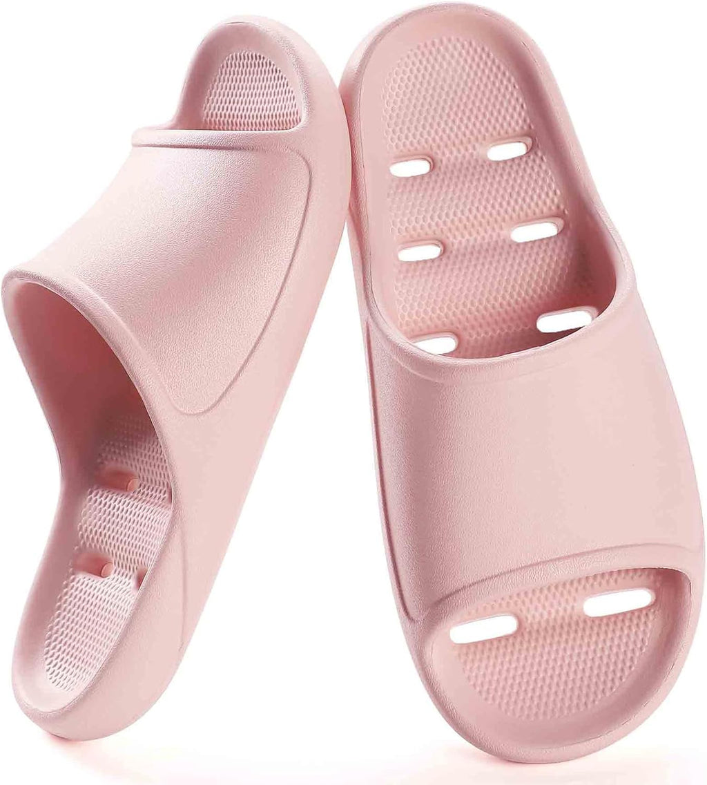 Shower Shoes for Women and Men Pool Slides Sandals Soft Cushioned Anti-Slip Slides Slippers Comfort Arch Support Quick Drying Shower Shoes with Drain Holes Bathroom Massage Slide Sandals