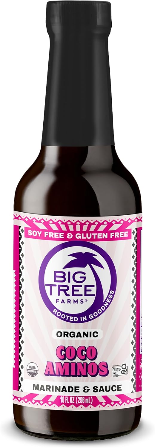 Big Tree Farms Organic Coco Aminos - Liquid Coconut Aminos, Soy-Free Sauce, Low Sodium, Soy Alternative, Gluten Free, Kosher, Warmly Umami, Marinade & Sauce, Non-GMO - Original, 10 Fl Oz (Pack of 1)