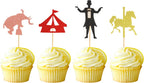 Pack of 48 Circus Theme Cupcake Toppers Glitter Magician Elephant Horse Cupcake Picks Baby Shower Kids Birthday Party Carnival Decorations Cake Decorations Supplies