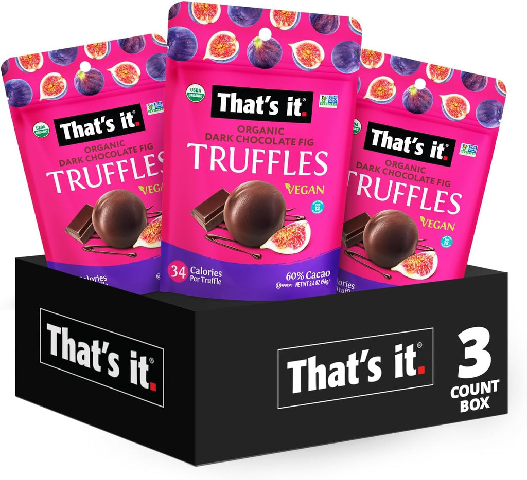 That's it Organic Dark Chocolate & Fig Truffles. 100% Plant-Based, Vegan, Gluten-Free, All Natural (3 Pack)