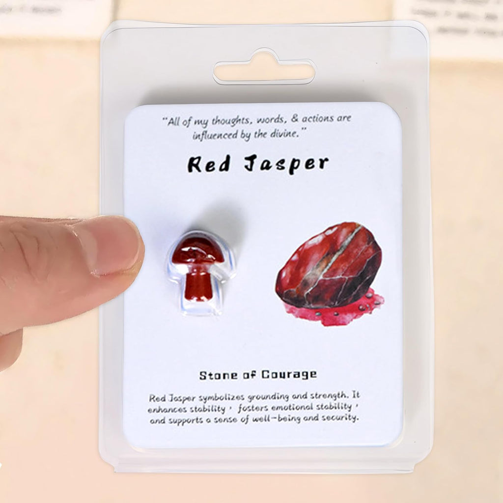 Mushroom-Shaped Crystal Gemstone Collection (Red), Polished Gemstones for Decoration, Soothing Ambiance, and Special Gifts 3
