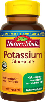 Nature Made Potassium Gluconate 550 mg, Potassium Supplements, Dietary Supplement for Heart Health Support, 100 Tablets, 100 Day Supply