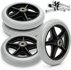 Covzoe 4 Pieces Wheelchair Front Wheels, 6 Inch Replacement Walker Wheels with 4 Axles, Anti Slip Rollator Wheel PU Tires Accessories for Safe Rolling, Gray