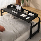 ZAIHW Overbed Table with Wheels, Adjustable Height 65-95cm (25.6-37.4in), Width 100-230cm (39.4-90.6in), Black
