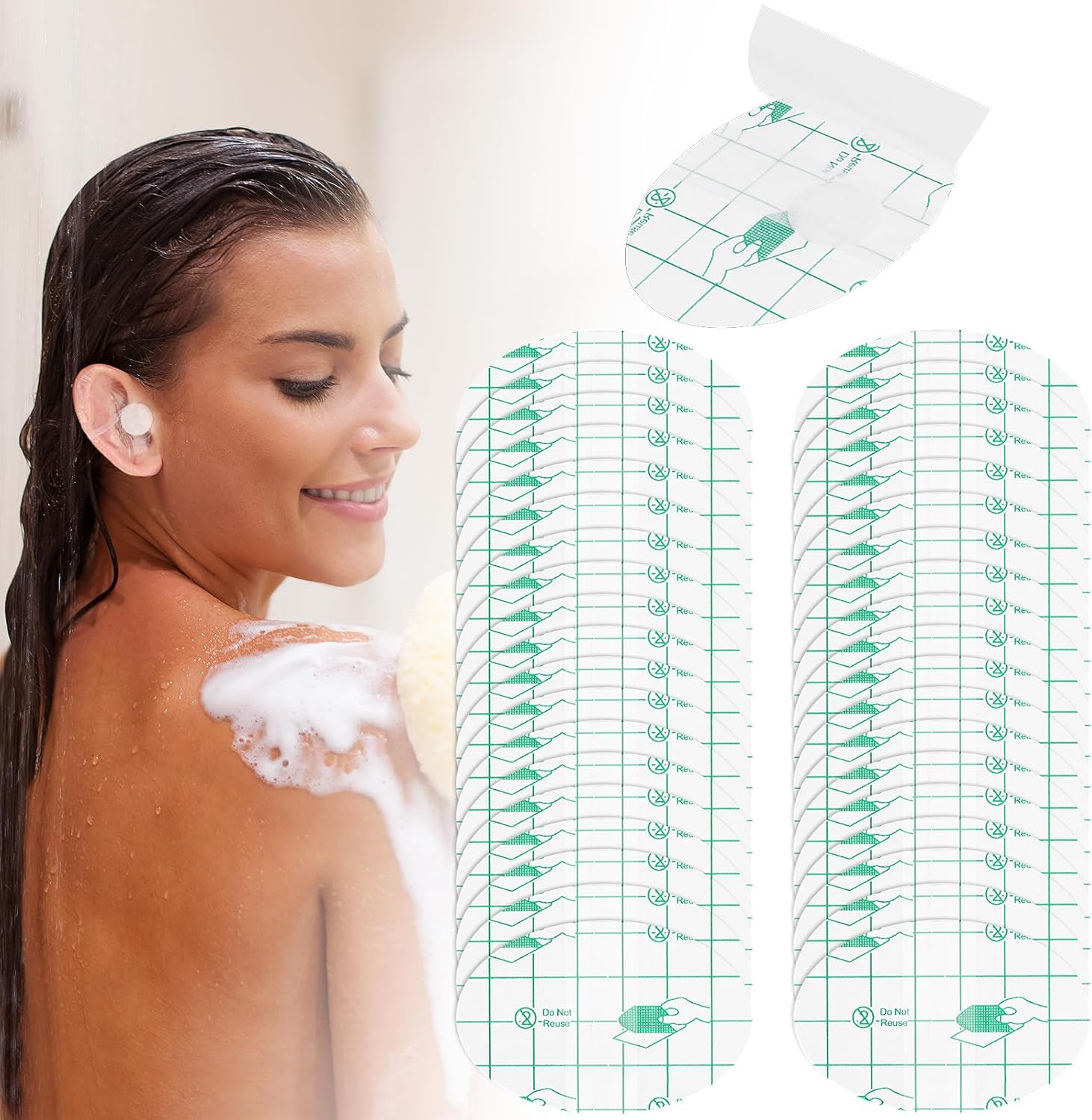 60 Waterproof Ear Stickers for Swimming, Surfing, Snorkeling and More - Protective Ear Plugs with Cotton