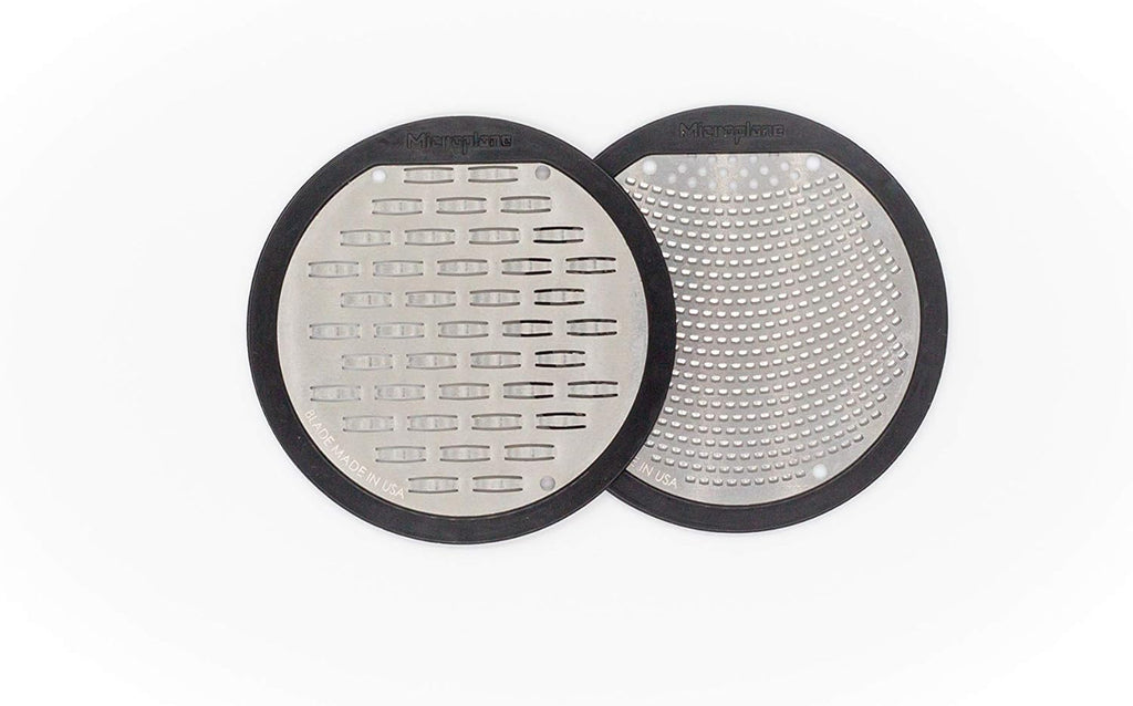 Microplane 2-Piece Ultimate Mason Jar Lid Grater Set, Fine & Ribbon Stainless Steel Blades, Fits Wide Mouth Canning Jars, Shaker Holes, Zester & Cheese/Spice Grater, Handheld Stainless Steel Rasp