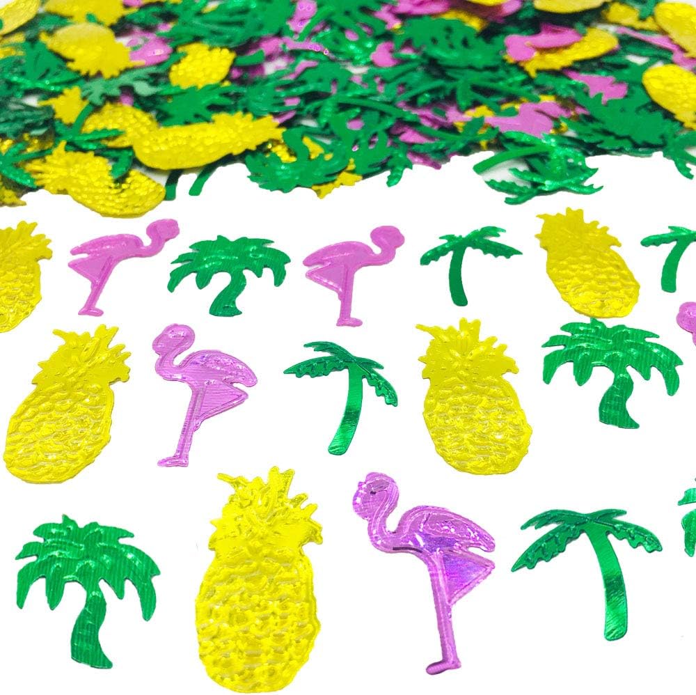 Confetti Luau Summer Confetti Tropical Flamingo Pineapple Palm Tree Coconut Tree Party Table decoration for Tropical Luau Hawaiian Jungle Beach Wedding Theme Island Party(1.5Ounce,1100Pieces)