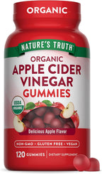 Nature's Truth Organic Apple Cider Vinegar Gummies | 120 Count | Vegan, Gluten Free & Non-GMO Supplement | USDA Organic | Apple Flavor