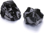 Jovivi 2pcs Raw Black Obsidian Crystals,Large 1.6-2.2" Healing Crystals Natural Rough Stones Crystal for Tumbling, Cabbing, Home Decoration, Polishing, Wicca & Reiki