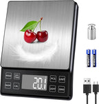 Digital Food Scale with 0.01oz/0.1g High Precision, Kitchen Scale 11lb/5kg Capacity, USB-C Rechargeable, LCD with Backlight, Stainless Steel Pan, Kitchen Scale for Cooking, Baking, Weight Loss