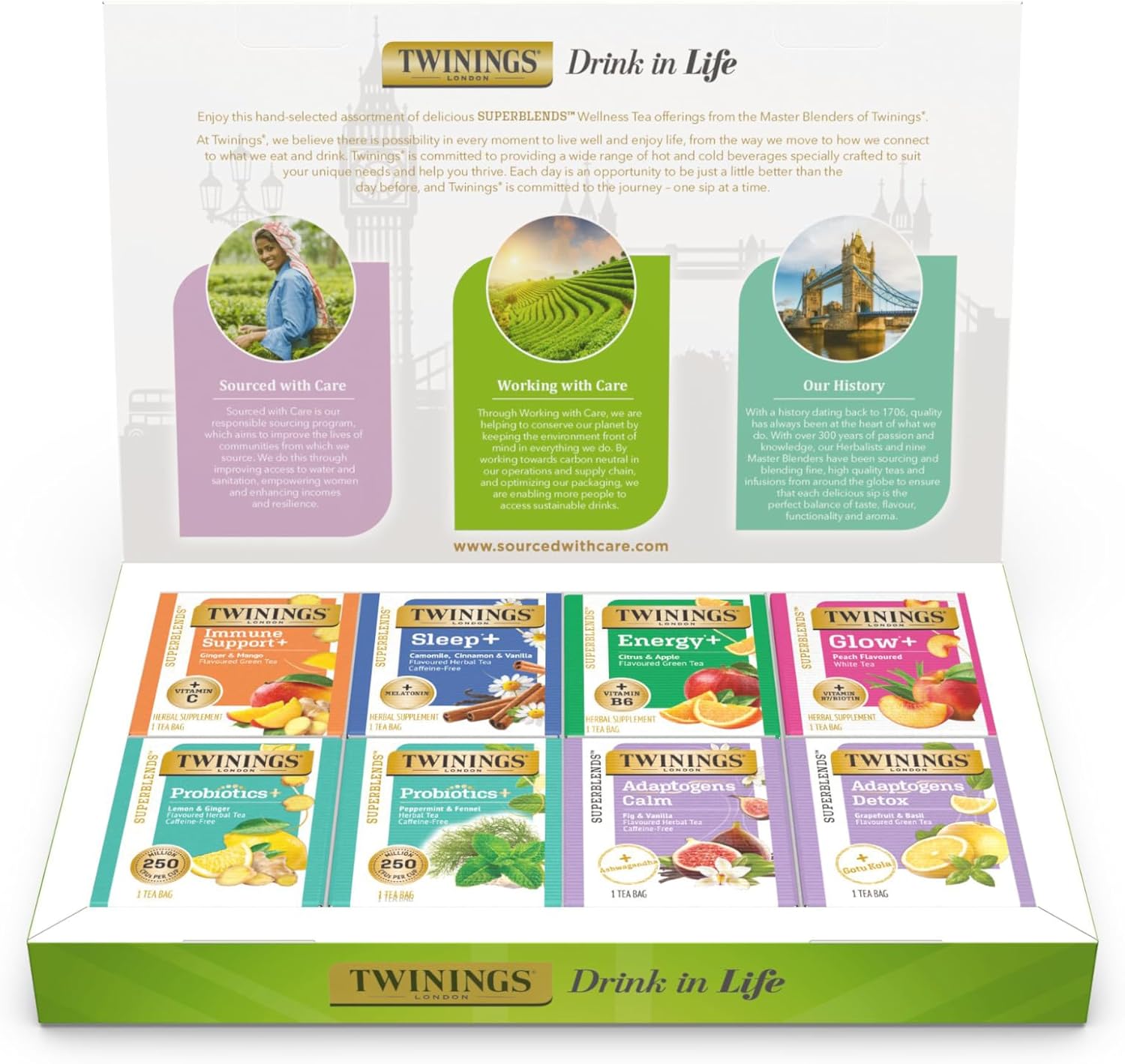 Twinings Superblends Wellness Collection, Variety Gift Box Sampler, 40 Tea Bags