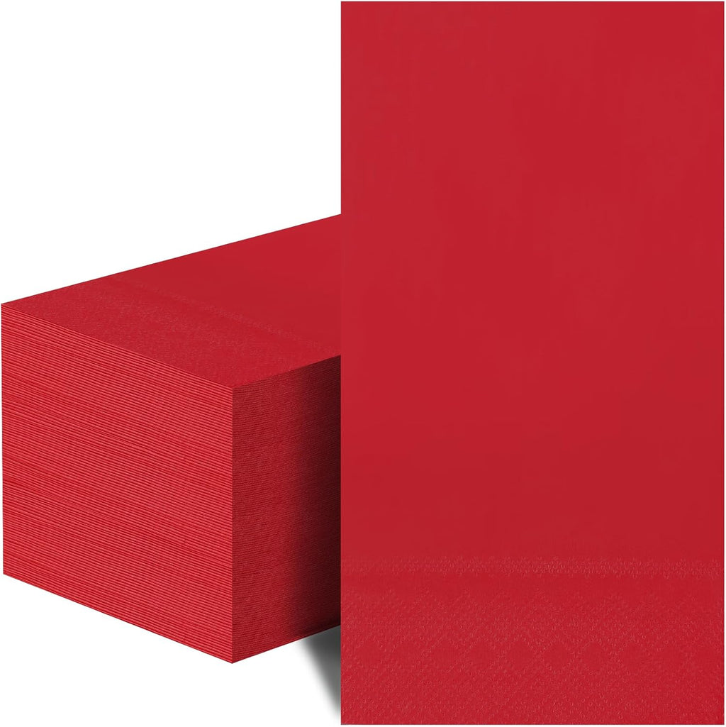 100 Pcs Red Paper Napkins Disposable - Red Guest Dinner Napkins for Bathroom Wedding Birthday Anniversary Graduation Party