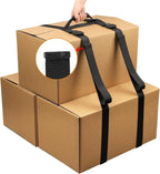 137.8 Inch Box Carrying Strap with Handle, Extra-Long Adjustable Heavy Duty H-Shaped Style Straps with Strap Organizer Clip, Handheld Belt Designed for Safely Lifting Large Boxes, Easy to Move Luggage