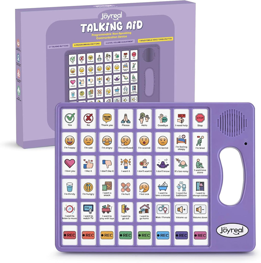 Joyreal AAC Device for Autism, Non Verbal Communication Tools for Speech Therapy & Stroke Rehab. Communication Tablet, Autism Talking Aids with 8 Programmable Buttons & Adjustable Volume (Purple)