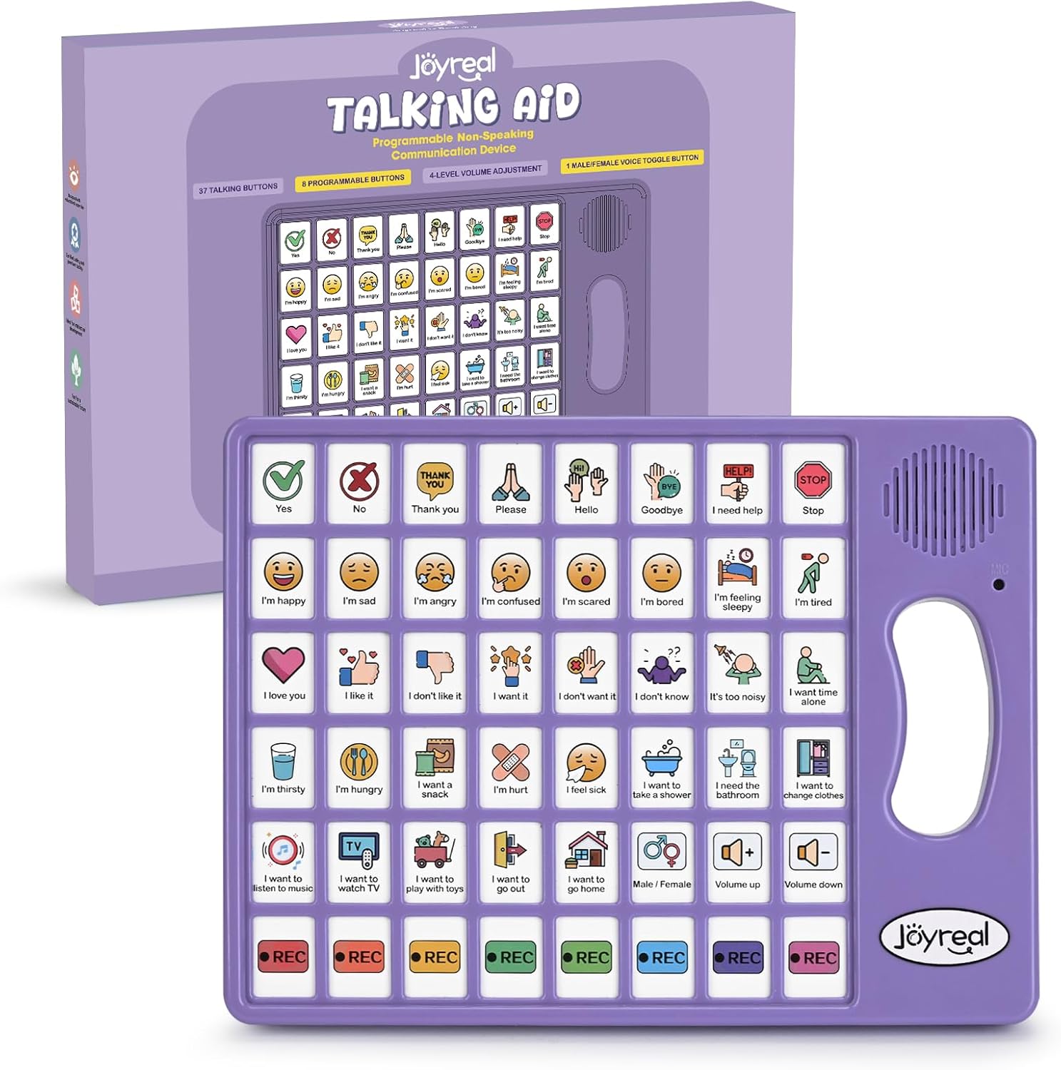 Joyreal AAC Device for Autism, Non Verbal Communication Tools for Speech Therapy & Stroke Rehab. Communication Tablet, Autism Talking Aids with 8 Programmable Buttons & Adjustable Volume (Purple)