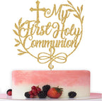 My First Holy Communion Cake Topper, Baptism Cake Decor, First Communion Decorations, Wedding Christening Baby Shower 1st Birthday Party Decorations, Gold Glitter