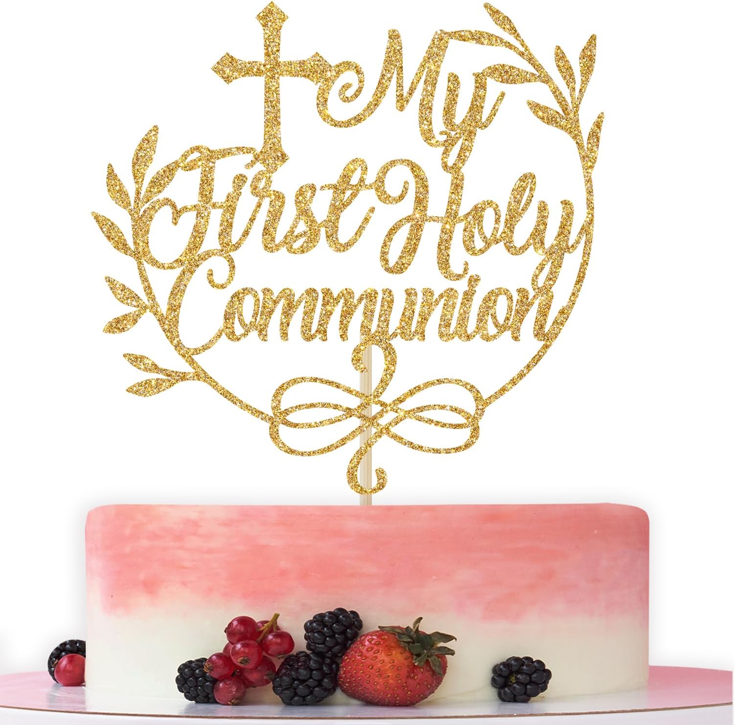 My First Holy Communion Cake Topper, Baptism Cake Decor, First Communion Decorations, Wedding Christening Baby Shower 1st Birthday Party Decorations, Gold Glitter