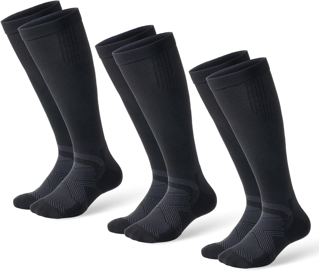 3 Pairs Compression Socks for Women & Men, 15-20mmHg Support for Standing, Running, Nurses, Travel(Unisex)