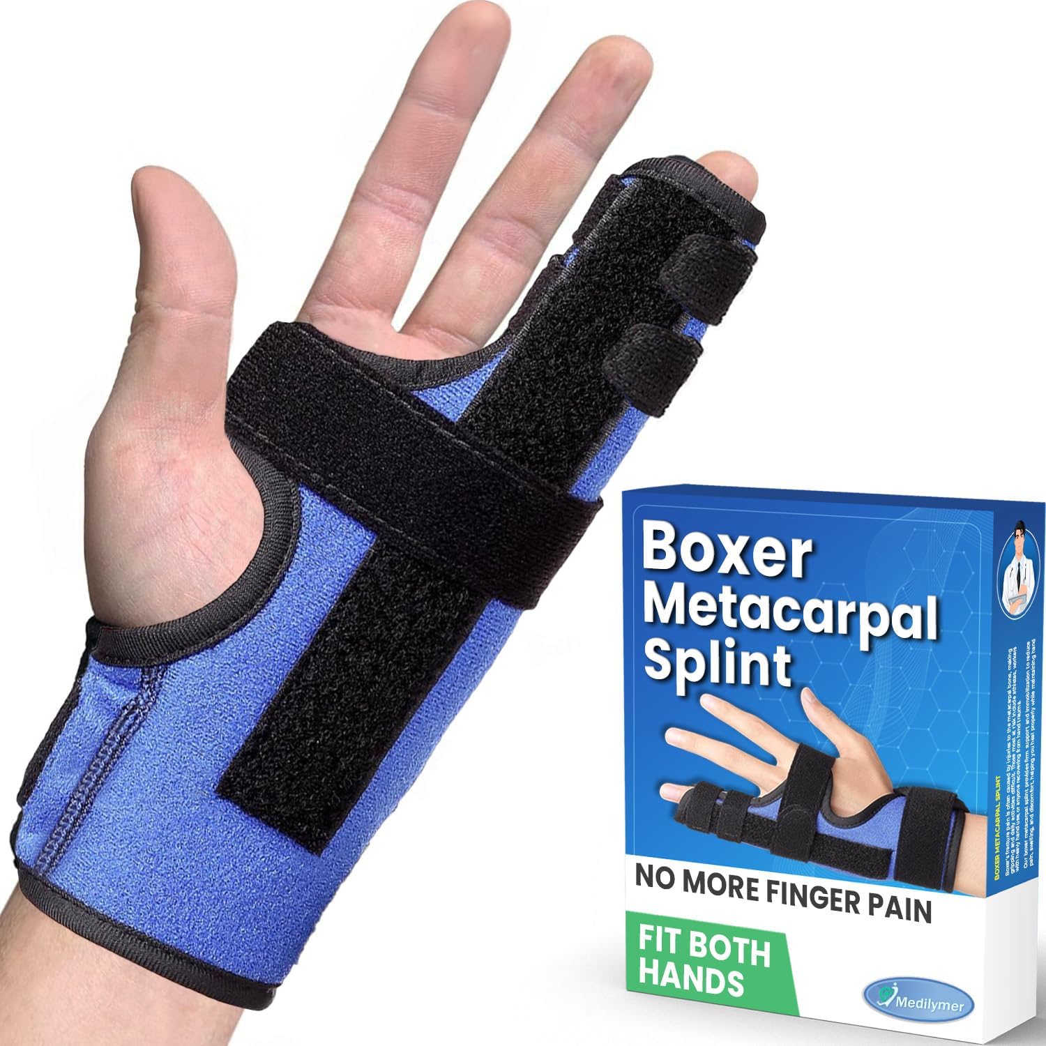 Metacarpal Finger Splint Hand Brace, Pinky Finger Splint for Boxer Fractures, Two Finger Brace for 4th or 5th Finger, Ulnar Gutter Splint Right Hand and Left (S/M)