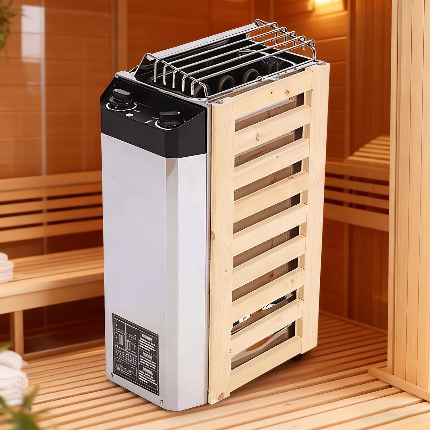 Electric Sauna Heater Stove 3KW-3.6KW, 110V Stainless Steel Sauna Stove with Internal Control, Temperature Adjustable & 3H Timer for Home Hotel Spa Sauna Room 3kw